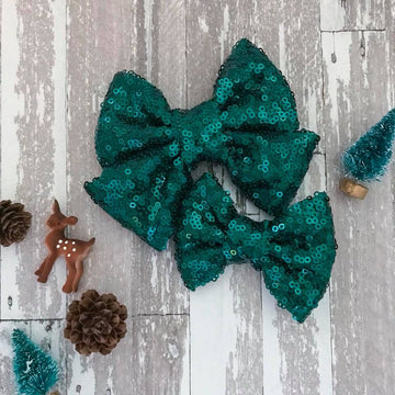 Forest Sequin Bow