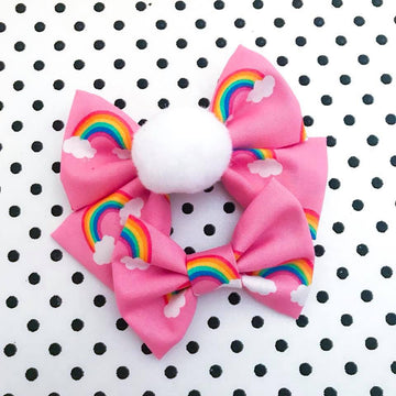 Puffy Cloud Rainbow Bow