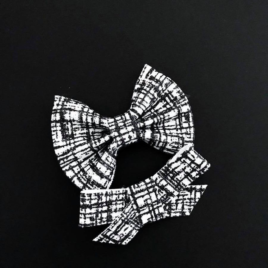 Black Glitter Tweed Bow