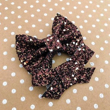 Golden Brown Glitter Bow