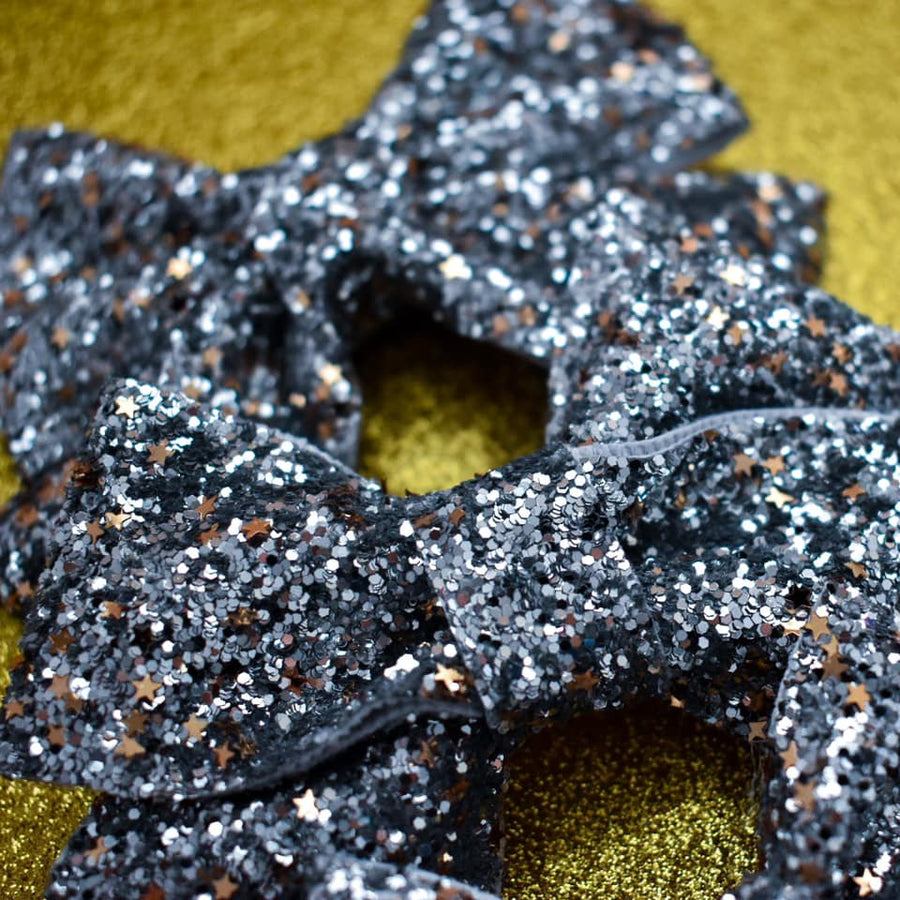 Silver + Rose Gold Star Confetti Glitter Bow