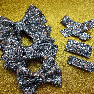 Silver + Rose Gold Star Confetti Glitter Bow