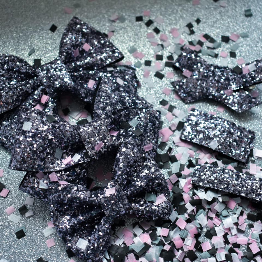 Gunmetal Glitter Bow
