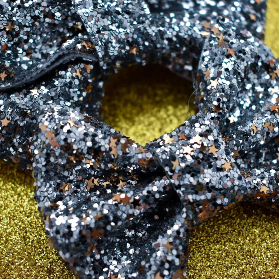 Silver + Rose Gold Star Confetti Glitter Bow