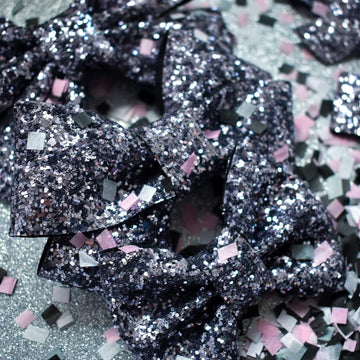 Gunmetal Glitter Bow