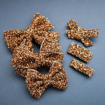 Golden Tinsel Glitter Bow