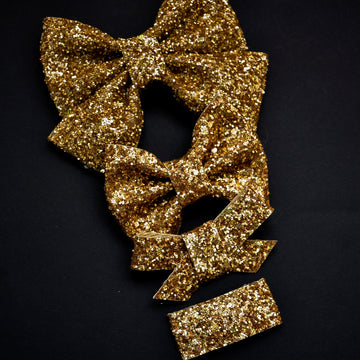 Gold Hologram Glitter Bow