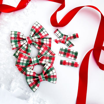 North Pole Plaid Glitter Bow