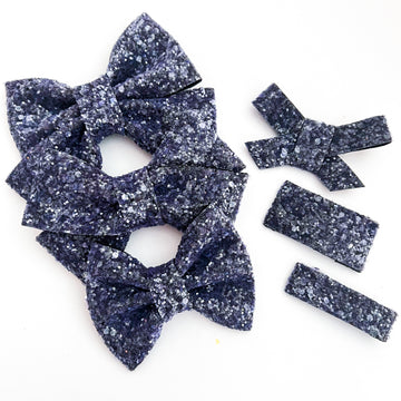 Midnight Sleigh Ride Glitter Bow
