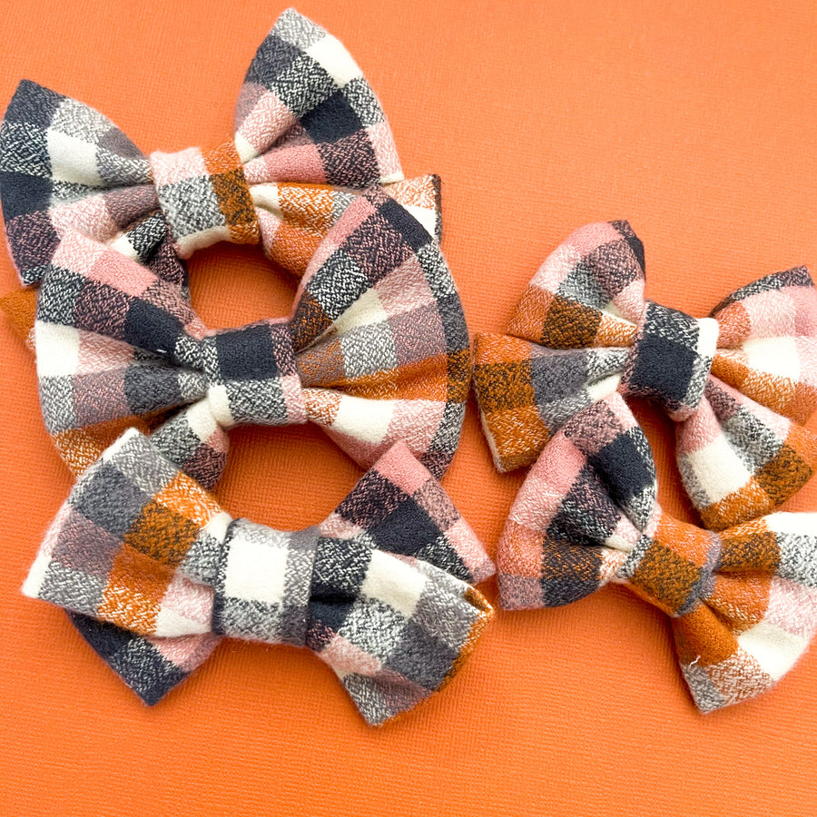 Autumn Skies + Apple Pies Flannel Bow