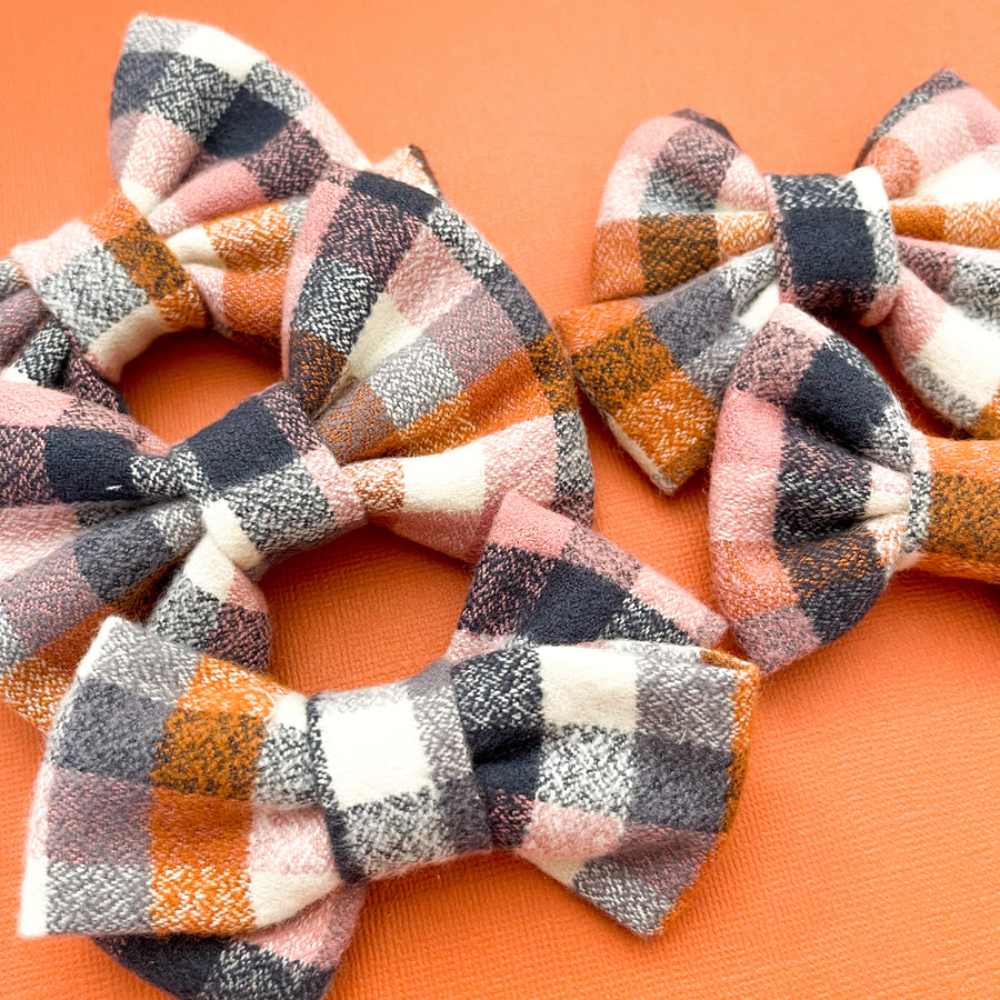 Autumn Skies + Apple Pies Flannel Bow
